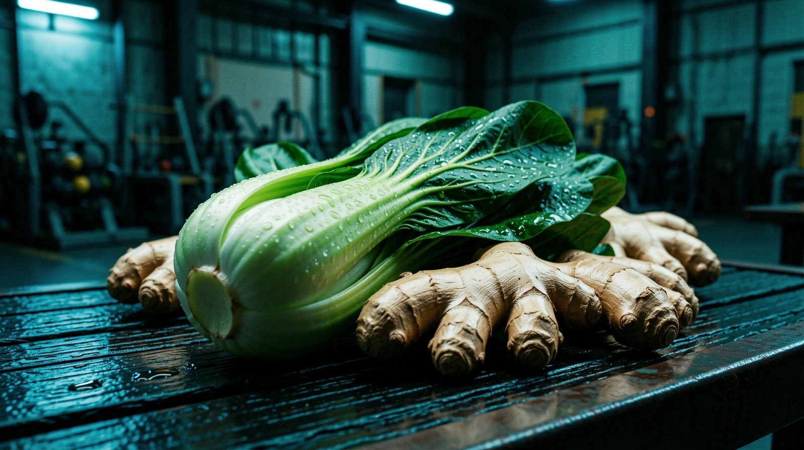 Fresh Singaporean ingredients on industrial counter